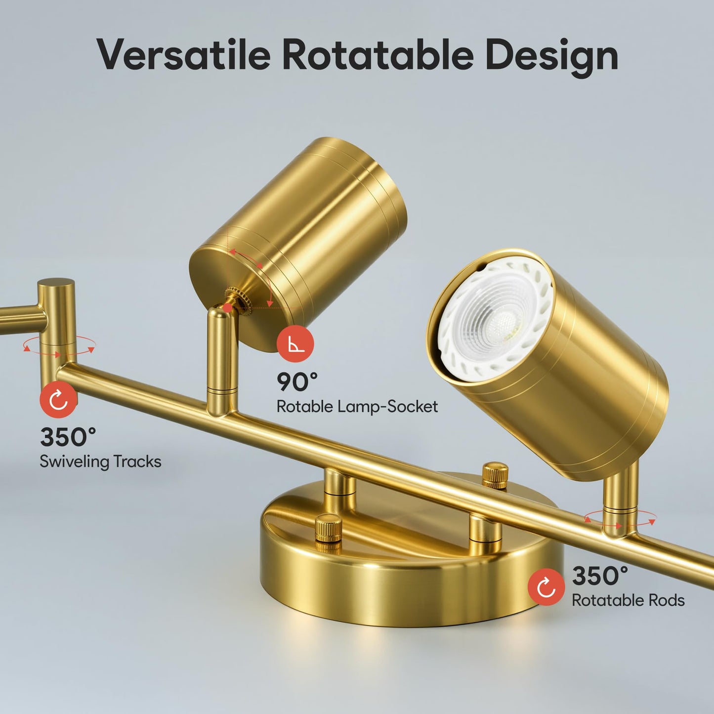 Vonluce 6 Light Track Light Fixture  Led Track Lighting Kit With Rotatable Heads  3-Color Gu10 Bulbs Included  Modern Ceiling Spotlight For Kitchen Office Closet Studio Bedroom  Gold