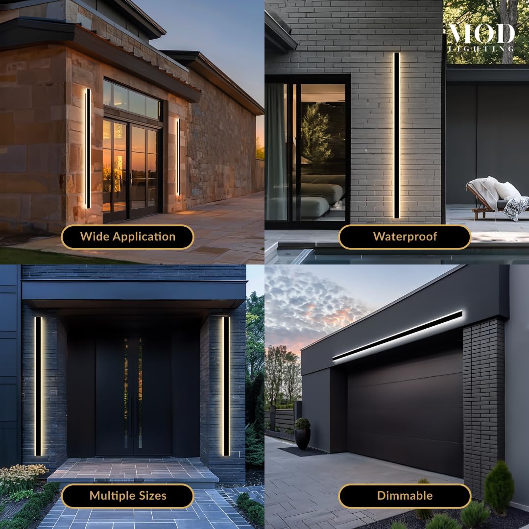?????? ???????????????? Haylen | Waterproof Outdoor Wall Light  Led Dimmable With Remote 3000K-6000K  Long Outdoor Porch Lights  Wired Lighting Fixture  Patio Exterior Wall Sconce  2-Pack (Black  79)