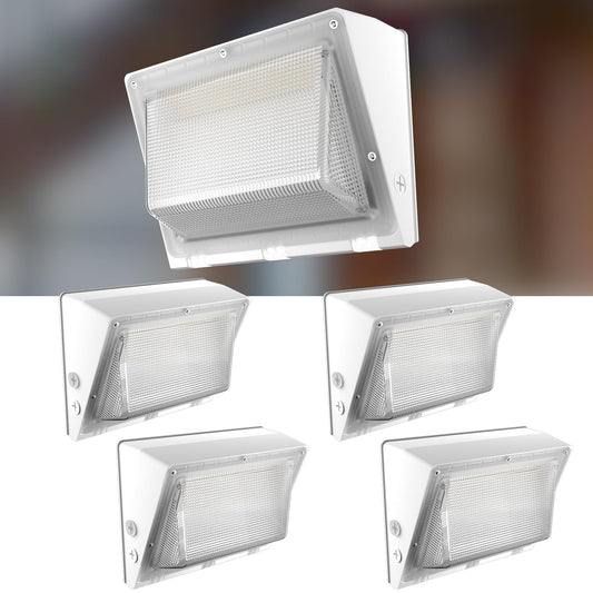 Lightdot 4Pack 250W Led Wall Pack Lights  100-277V Dusk To Dawn With Photocell | 37500Lm(150Lm/W) 5000K Ip65 Outdoor Exterior Lighting Fixture  Energy Saving|5-Yrs Warranty  Etl White(Height:20-40Ft)