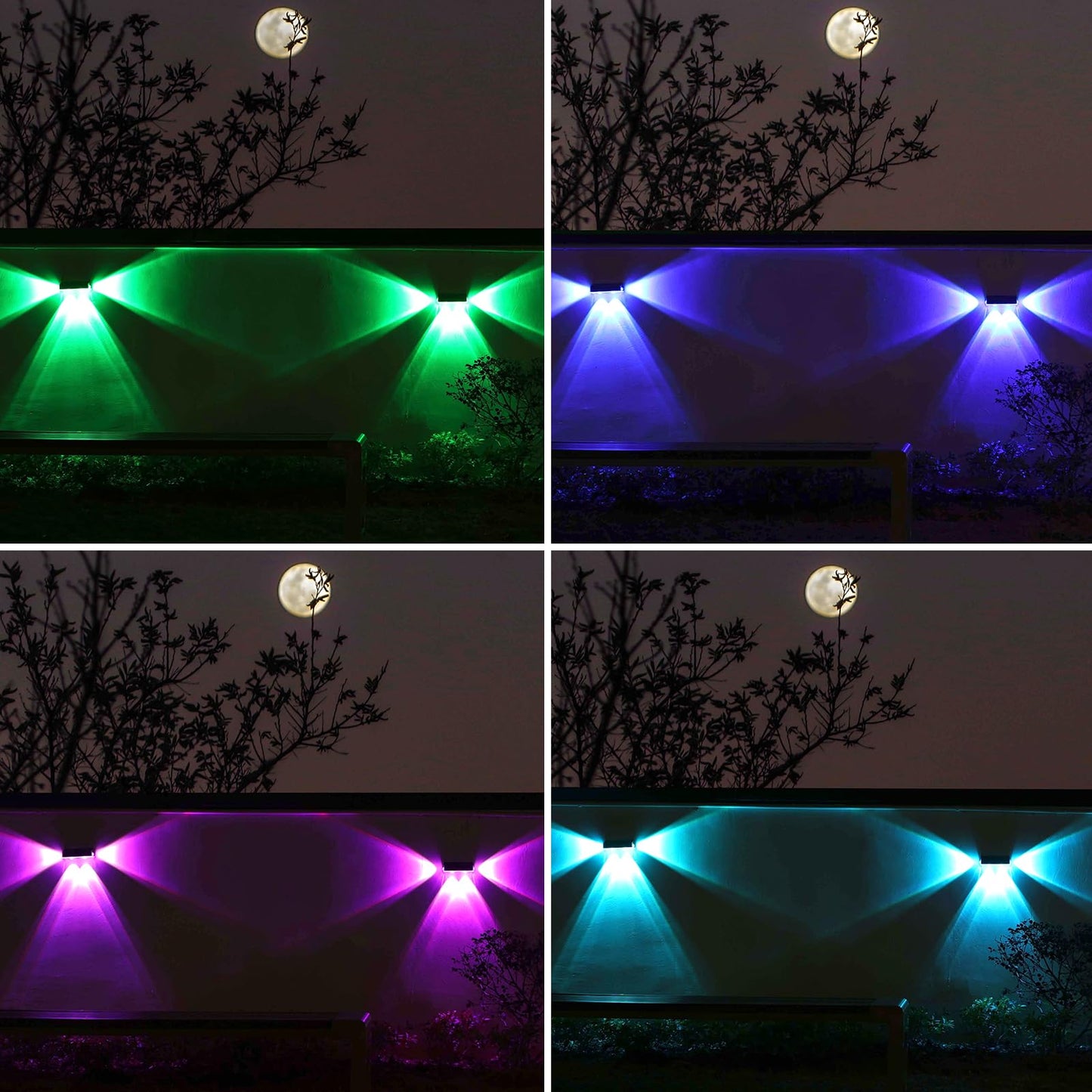 Nibuuecer Solar Fence Lights 9 Colors&11 Lighting Modes Fence Solar Light Outdoor Waterproof Ip65  3-Side Lighting Led Deck Lights For Outside Wall Backyard Step Patio Garden 8Pack