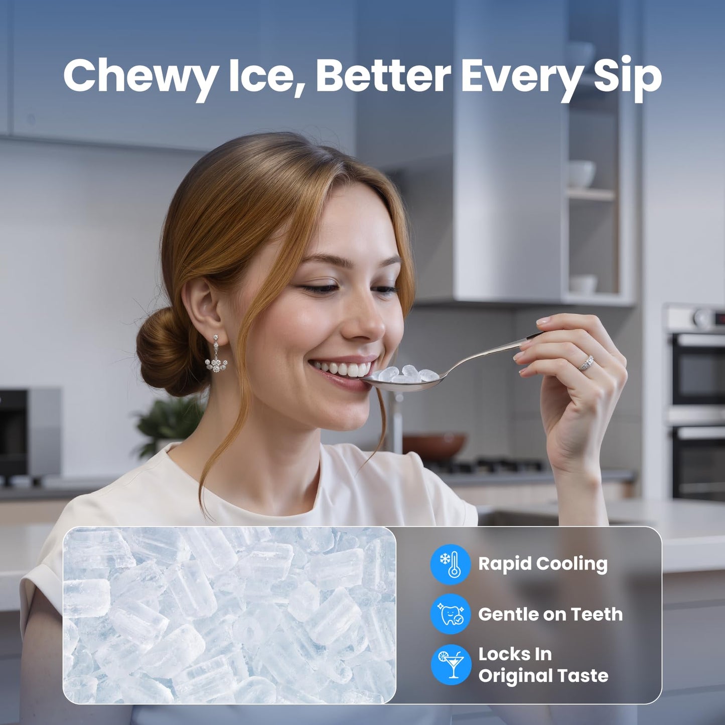 Nugget Ice Maker Countertop, 35lbs/24H Sonic & Chewable Pellet Ice, Portable Crushed Ice Machine, Self-Cleaning Anti-Scale System, 10 Cleaning Packets, Quiet Operation, Stainless Steel