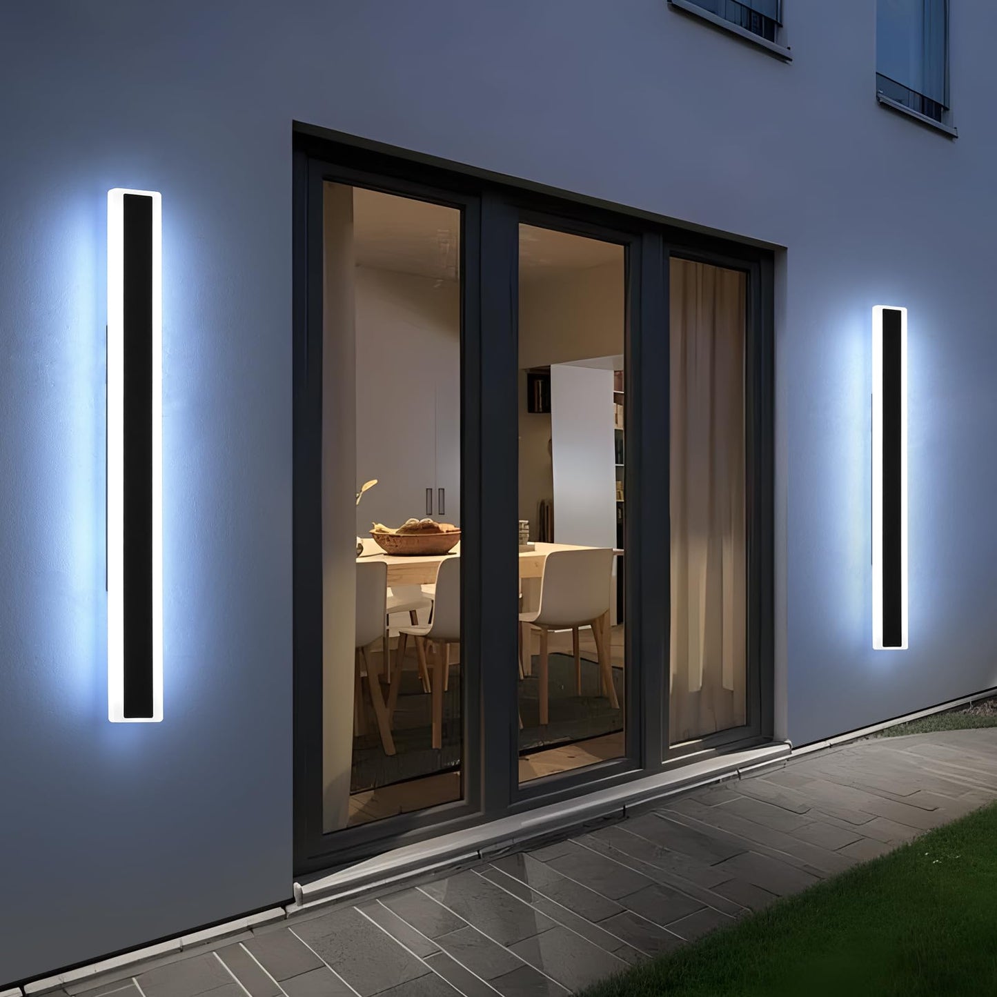 Mikeru 2Pack 47.2Inch Long Led Wall Light  6000K Cool White Modern Outdoor Wall Light Ip65 Waterproof Black Acrylic Porch Exterior Lighting Fixtures  Exterior Wall Mount Lights