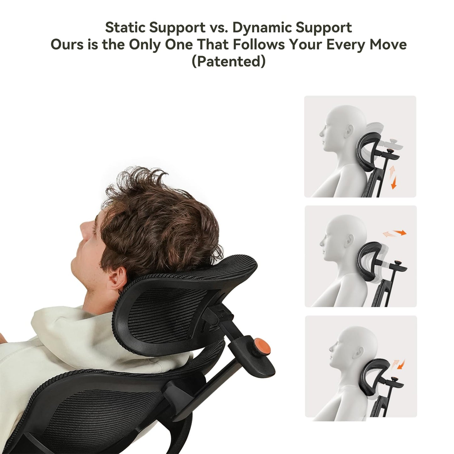 Newtral Ergonomic Office Chair, High Back Desk Chair with Footrest, Auto-Following Lumbar Support & Headrest, 4D Armrest, Adjustable Seat Depth and Height