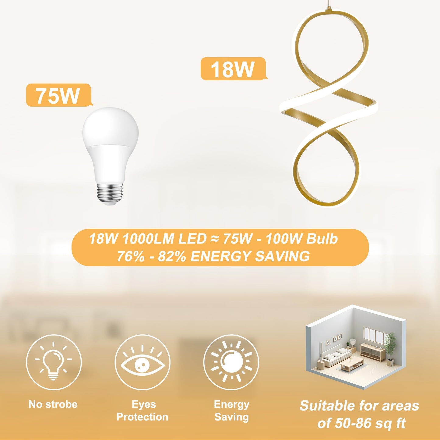 Mayna Spiral Kitchen Pendant Lighting  4000K Modern Led Pendant Light Fixture  18W Adjustable Height Island Light Fixture For Kitchen Bedroom Kitchen Island Cafe  1 Pack (Gold)