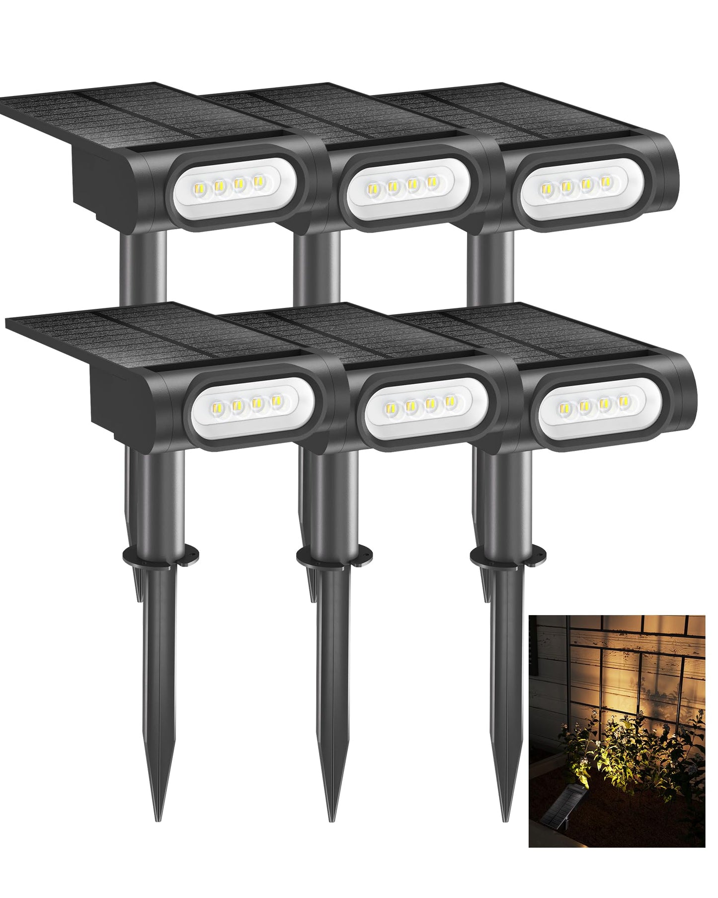 Ezvalo Solar Spot Lights Outdoor Waterproof Ip67  3 Lighting Modes Landscape Spotlights  Efficient King-Size Leds  Solar Powered For Garden Yard Pathway (6Pack-Warm White)