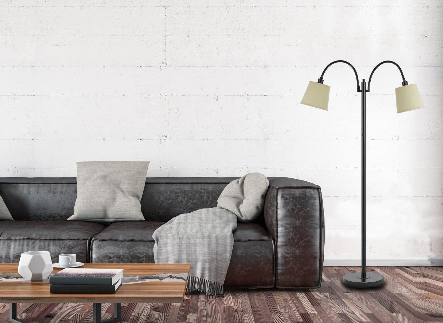 Cal Lighting Transitional Two Floor Lamp, Model CALBO-2444FL-DB, Metal, Bronze, 38 x 12 x 65 inches