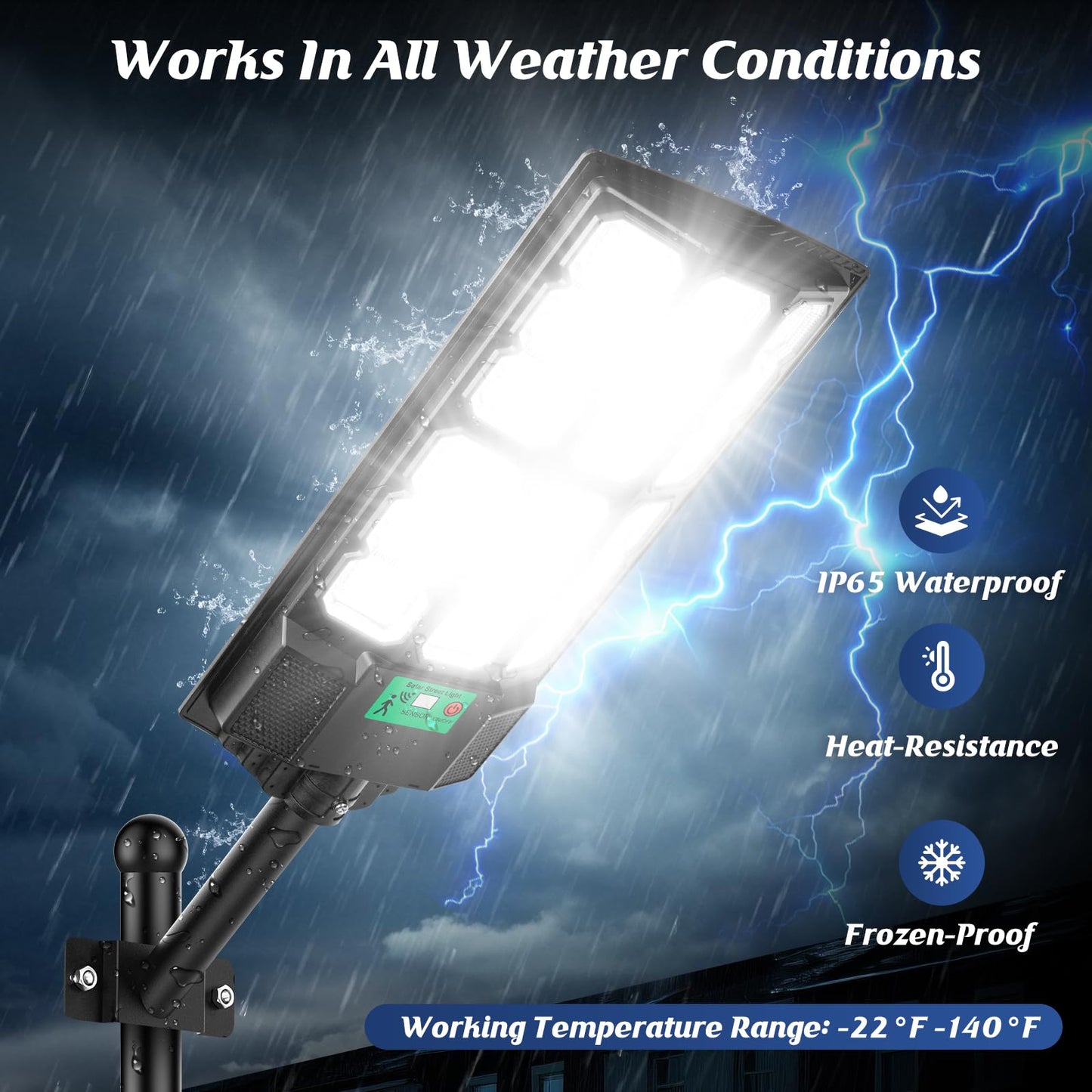 Solar Street Lights Outdoor Waterproof  36000Lm 6500K Dusk To Dawn Solar Flood Lights  Motion Sensor Solar-Powered Light With Remote Control  Commercial Area Lighting For Outside Parking Lot  2-Pack