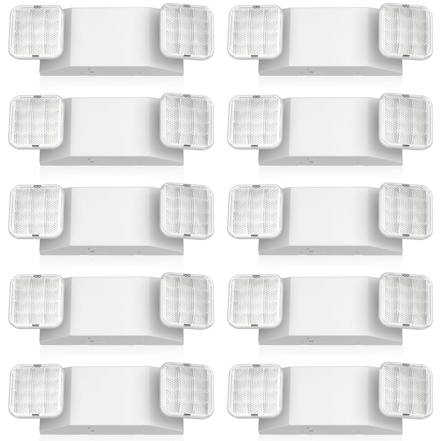 Freelicht 10 Pack Led Emergency Lights For Business  With Battery Backup  Two Head Adjustable Led Emergency Square Lighting  Ul 924 Certified