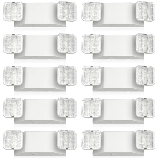 Freelicht 10 Pack Led Emergency Lights For Business  With Battery Backup  Two Head Adjustable Led Emergency Square Lighting  Ul 924 Certified