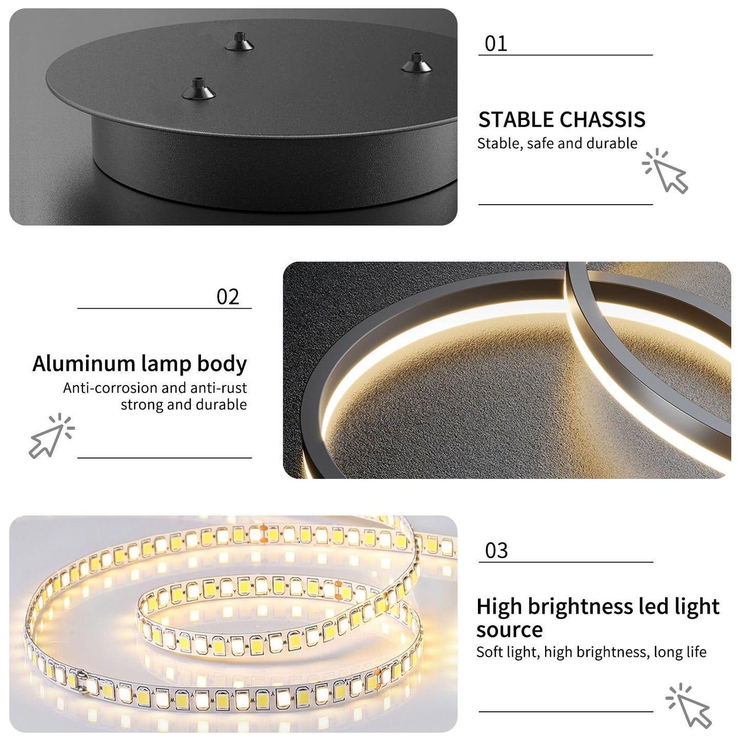 Mikeru Modern Led Chandelier Light  Ceiling Pendant Light Fixtures With Remote Control 3000K-6500K Adjustable Color Temperature Light For Living Room  Bedroom  Kitchen (23.6In