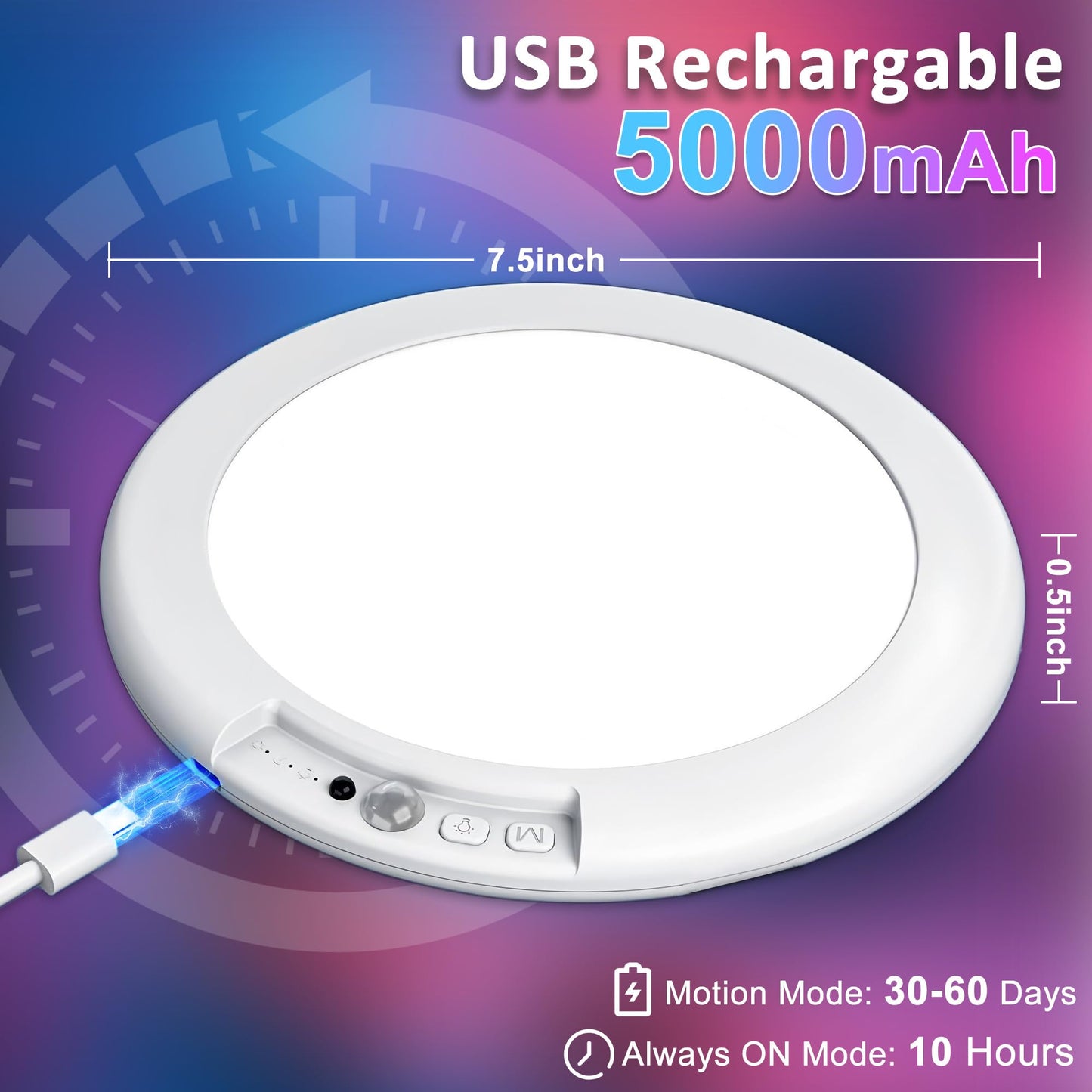 Maylit Shower Lights 4 Pack  Rgbw Rechargeable Ceiling Light  Waterproof Battery Operated Lamp  Wireless Stick On Inside Motion Sensor Mood Led Lighting For Bathroom No Wiring  Indoor