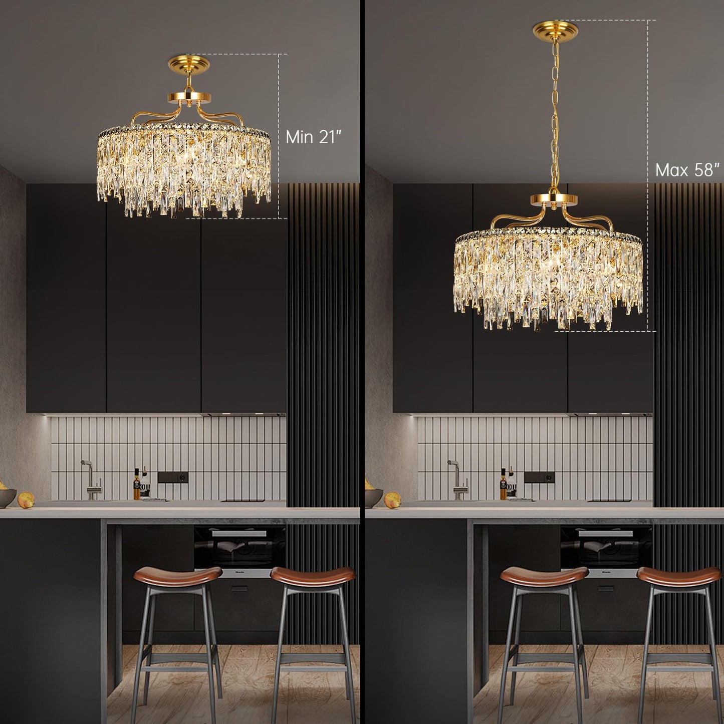 Nisidun Gold Crystal Chandeliers For Dining Room Light Fixture  24 Modern Round Chandeliers 8 Lights stylish Ceiling Pendant Ceiling Lighting For Dining Room Bedroom Entryway Foyer Staircase