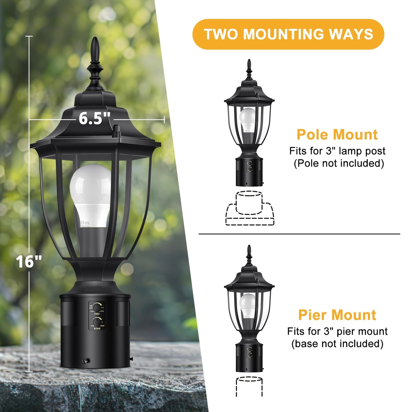 Lamomo 2 Pack Motion Sensor Outdoor Post Lights  Dusk To Dawn Lamp Post Light Fixture  Waterproof Aluminum Lamp Posts Outdoor Lighting Pole Lantern For Yard Patio Pathway Garden