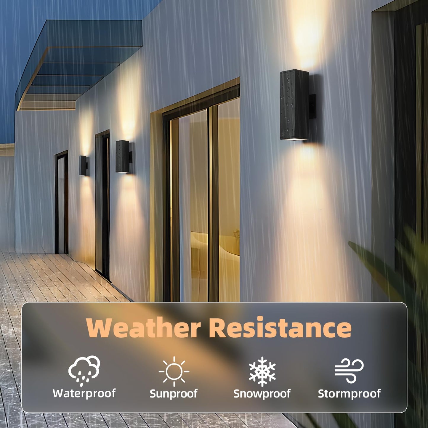Tewei Led Outdoor Wall Sconce Lights Modern Exterior Lighting Fixtures  Matte Black Up And Down Outdoor Wall Lights For House Front Porch Garage  Warm White 3000K  1 Pack