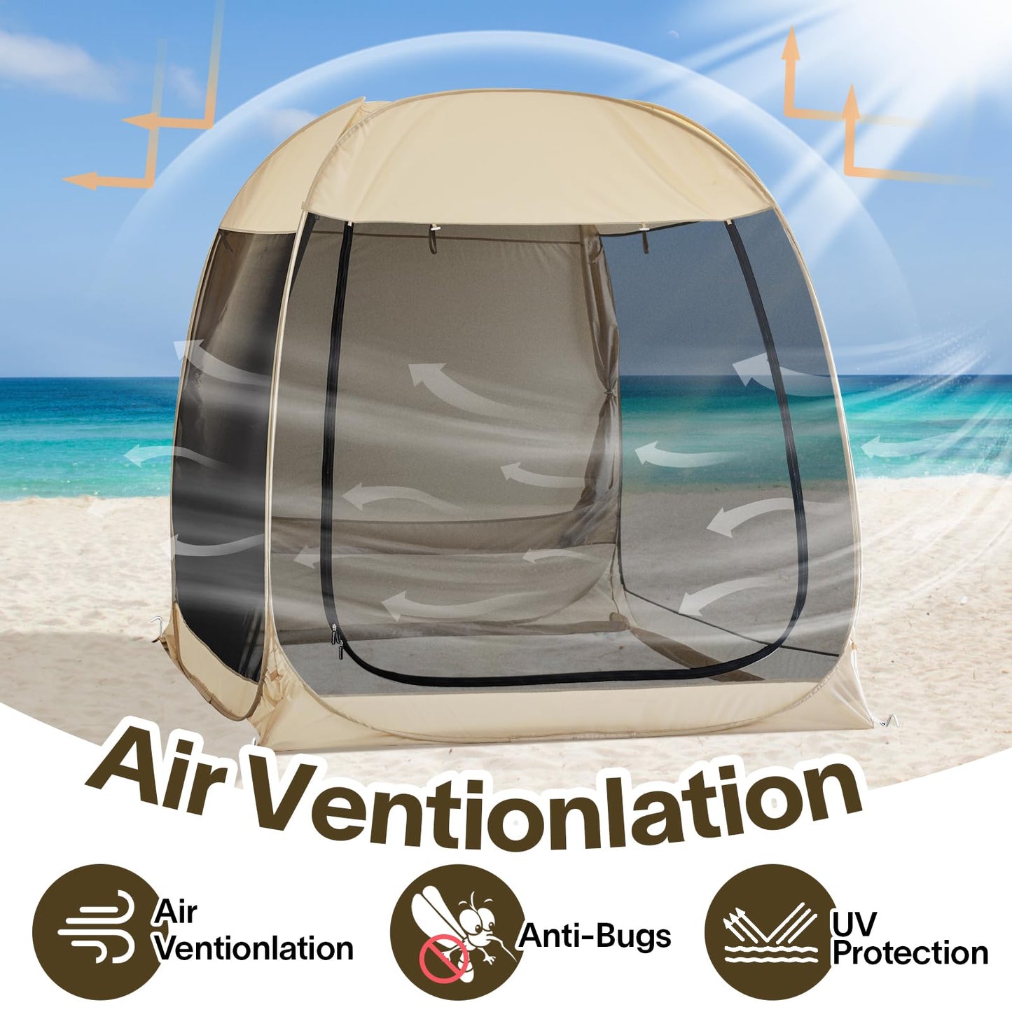 Alvantor® Pop Up Screen House, 4 in 1 Outdoor Camping Tent,7'x7' Screen Room with Mosquito Netting, SUV Tent with Carry Bag, Instant UV Resistant Sun Shelter for Garden, Patio, Backyard