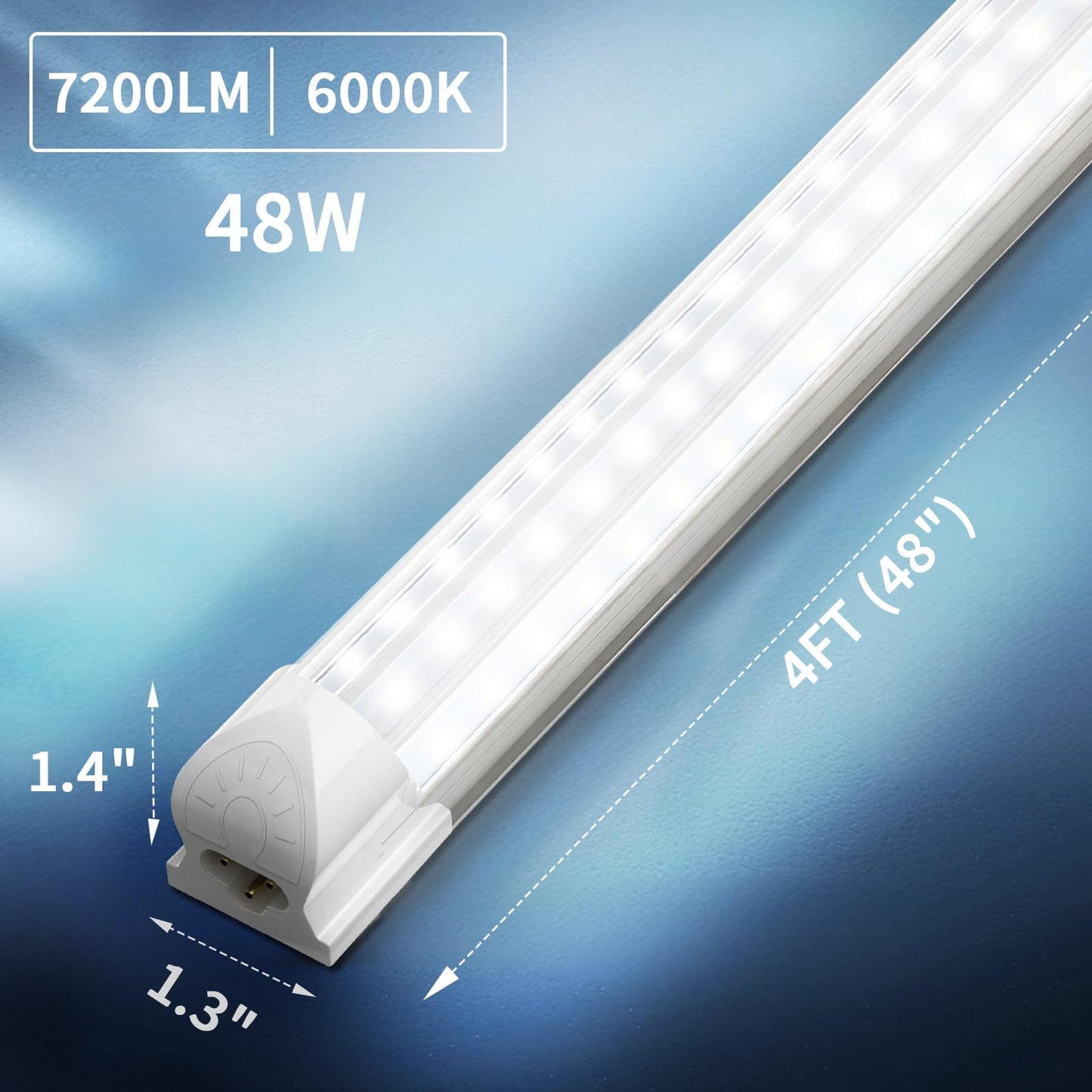 SHOPLED LED Shop Light 4FT, 45W, 5850LM, 6000K, D-Shaped, Aluminum, 12-Pack