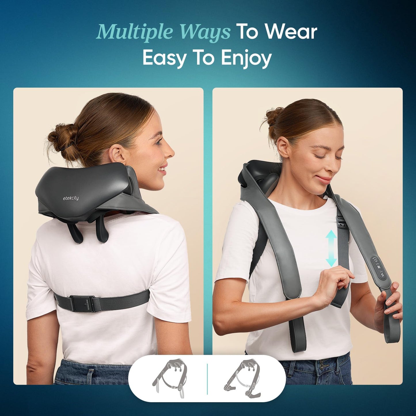 Etekcity Cordless Neck Massager for Pain Relief Deep Tissue, Shiatsu Shoulder Massager with Heat, Massage Tools for Back, Trapezius, Lymphatic Drainage, Relaxation Gift for Him & Her, Women, Men,Cadeo