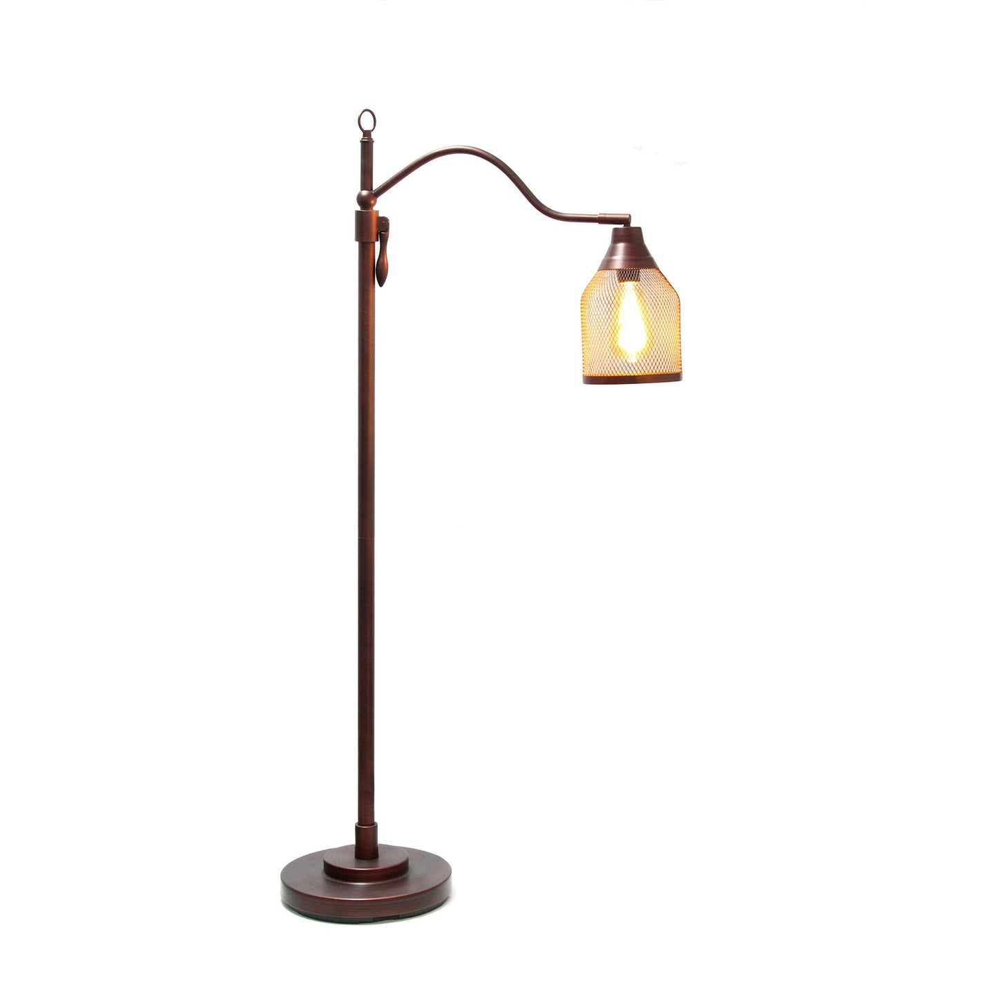 Elegant Designs Adjustable Floor Lamp Metal Netted Shade 10inL x 24.25inW x 60inH Red Bronze Model LF1029-RDB