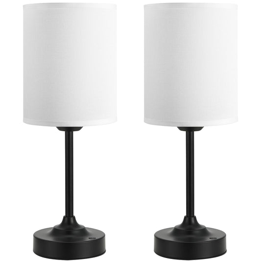 Touch Control Cordlss Table Lamp  Usb-C Rechargeable Lamp With Stepless Dimming  4000Mah Battery Operated Bedside Lamp For Bedroom  Living Room  Night Light & Emergency Lighting  Black  2 Pack