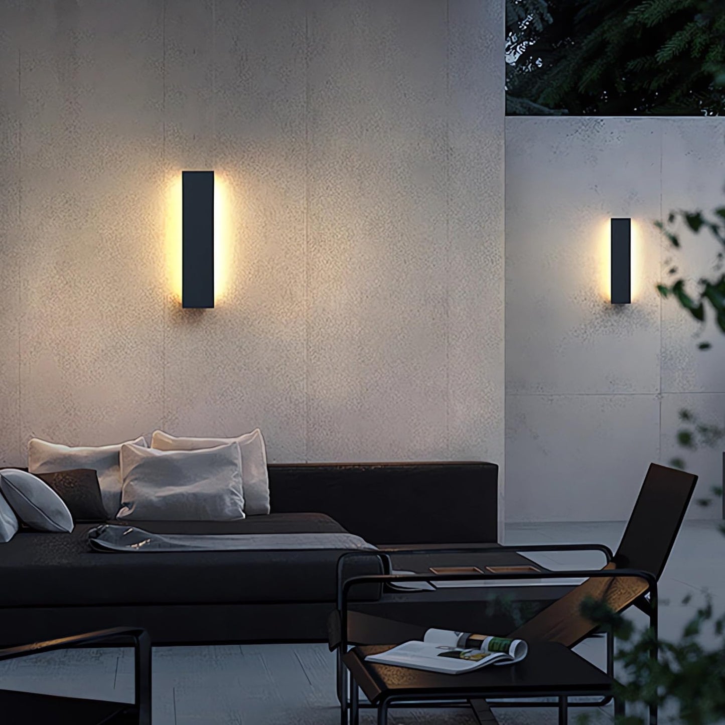 Pedforn 24In Modern Outdoor Wall Light  Ip65 Waterproof Outdoor Wall Sconce  3000K-6000K Dimmable Led Black Garage Lights  Exterior Wall Lighting  Anti-Rust Linear Long Outdoor Light