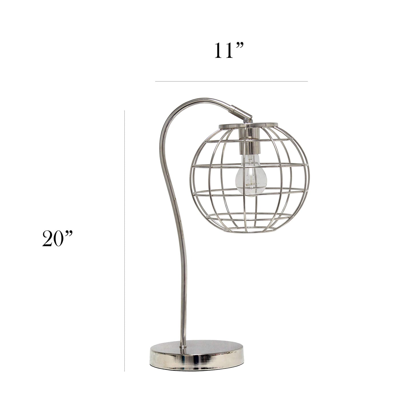 Elegant Designs LT2068-CHR Metal Table Lamp, Chrome Finish, Caged Design