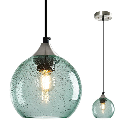 Lbsqj Light Green Glass Pendant Lights Kitchen Island Globe Pendant Light Fixtures Modern Pendant Lighting For Bedroom Living Dining Room Light Fixture (5.9 In  1 Pack)