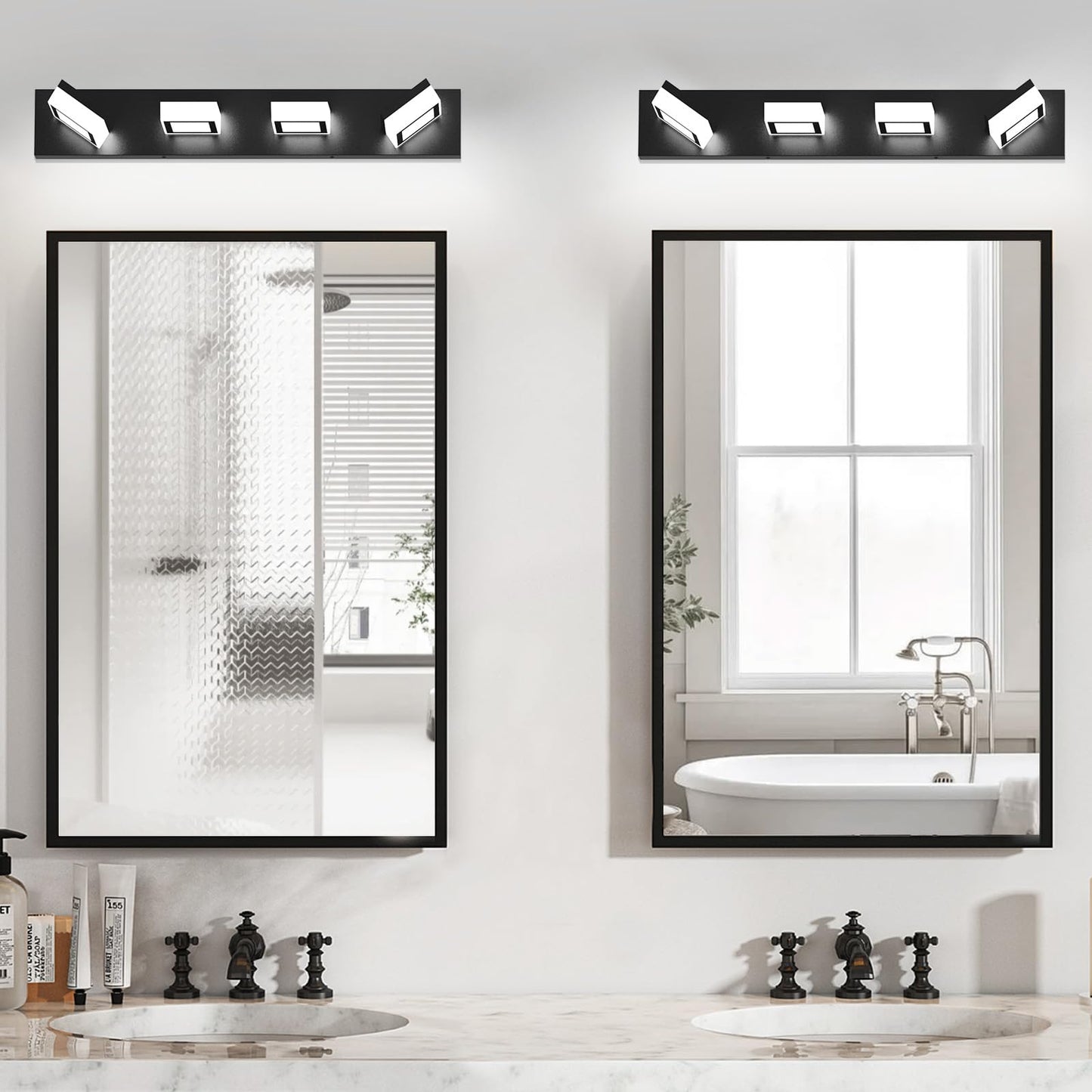 Izorro Led Modern Bathroom Lighting Fixtures Over Mirror (4-Light  30 Inch  Dimmable) Matte Black Bathroom Vanity Light Fixture With 360Rotatable Head (Cool White 6000K)