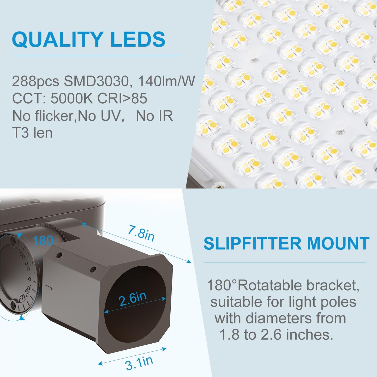4Pack 240W Led Parking Lot Light (36000Lm Eqv 1000W Hid/Hps) 5000K Slipfitter Mount Led Pole Light With Dusk To Dawn Smart Photocell Ip65 Outdoor Area Lighting-7Yrs Warranty