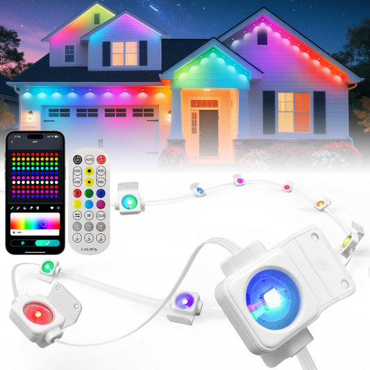 Super Rgb Smart Permanent Outdoor Lights  200Ft 120Leds Color Changing Rgb Ic Wall Lights  App & Remote Control  Music Sync  Dynamic Lighting For House  Living Room  Ceiling  Eave Party Xmas Decor