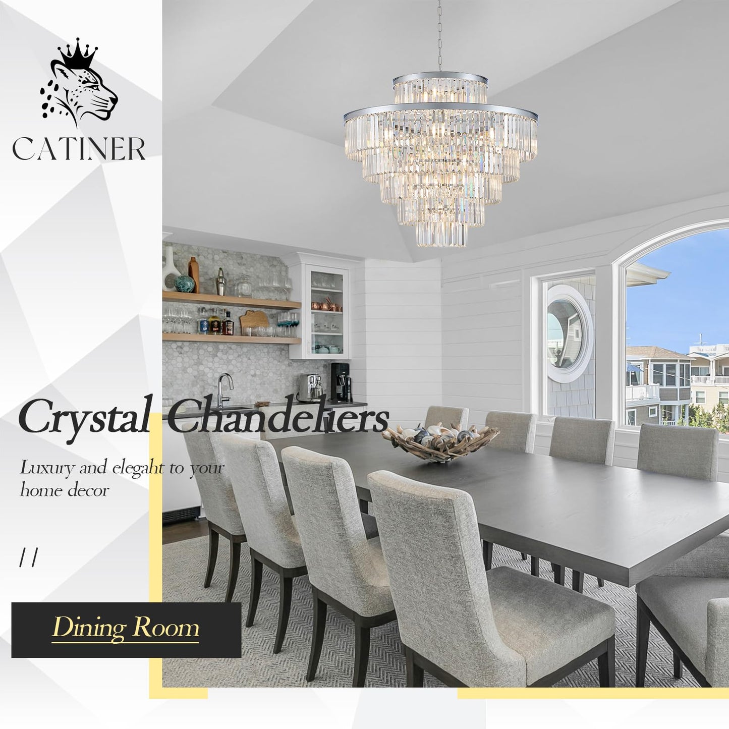 23 Lights Large Crystal Chandeliers 36 Modern Chrome stylish Chandelier For Foyer Staircase Chandeliers 6 Tiers Round K9 Ceiling Pendant Lighting Fixture For Living Dining Room