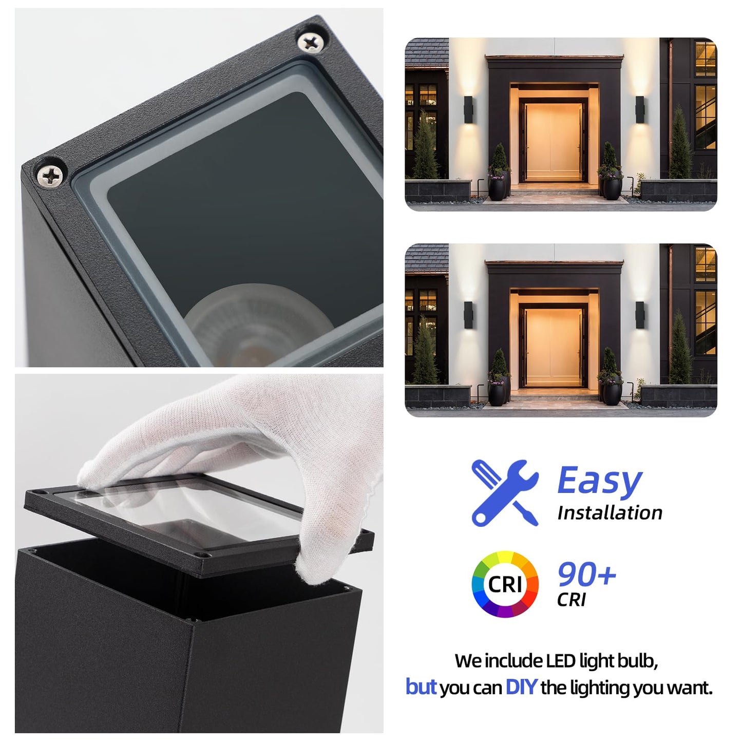 Tewei Led Outdoor Wall Sconce Lights Modern Exterior Lighting Fixtures  Matte Black Up And Down Outdoor Wall Lights For House Front Porch Garage  Warm White 3000K  1 Pack