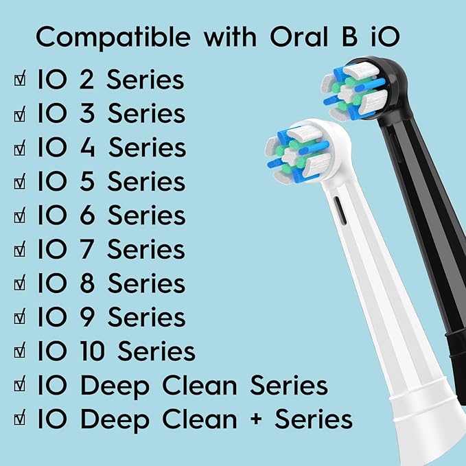 10 Pack IO Replacement Heads Compatible with Oral B IO 2/3/4/5/6/7/8/9/10/Deep Clean Series Electric Toothbrushes, Medium Softness Brush Heads Compatible with Oral B iO (Black)