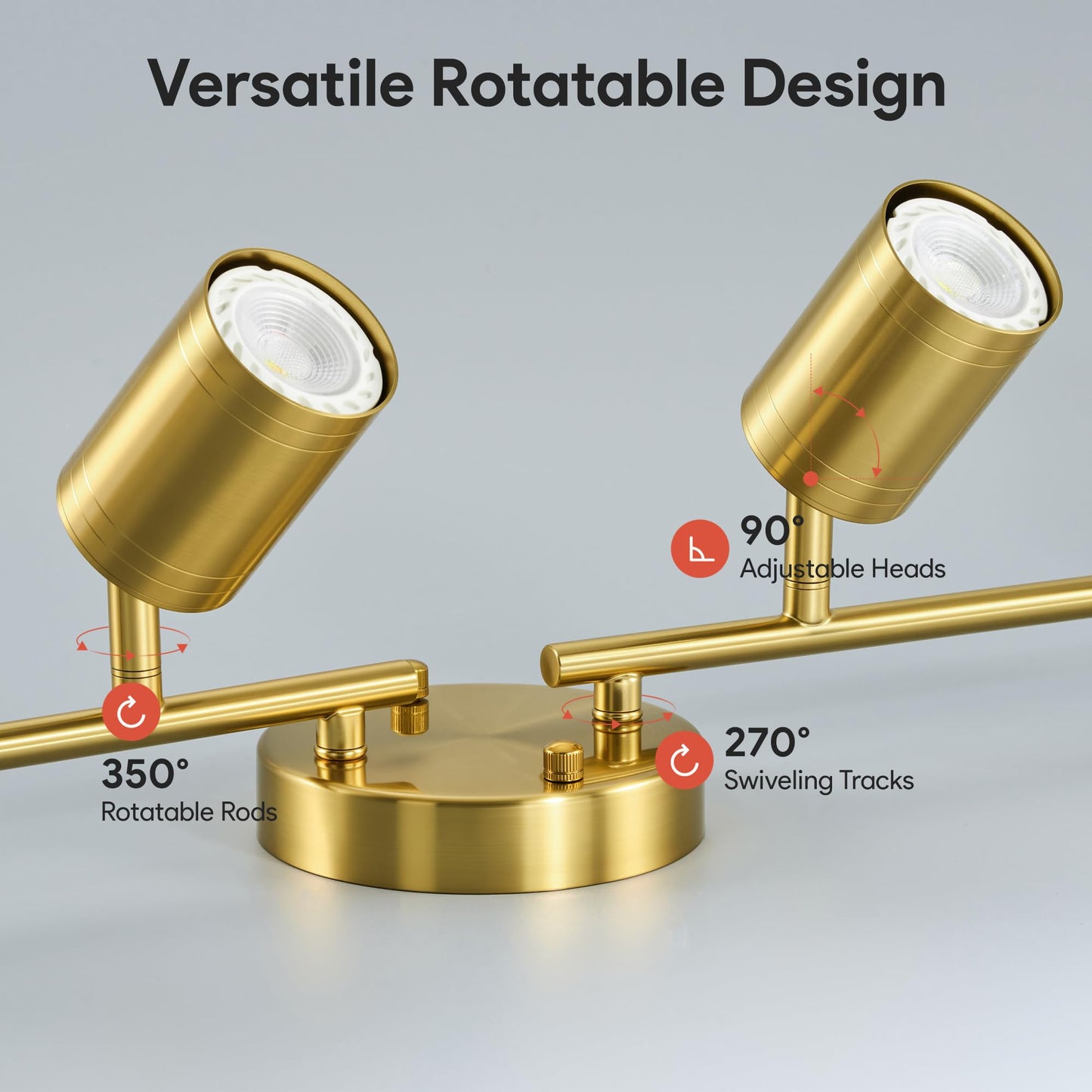Vonluce 4 Light Track Light Fixture  Led Track Lighting Kit With Rotatable Heads  3-Color Gu10 Bulbs Included  Modern Ceiling Spotlight For Kitchen Office Closet Studio Bedroom  Gold