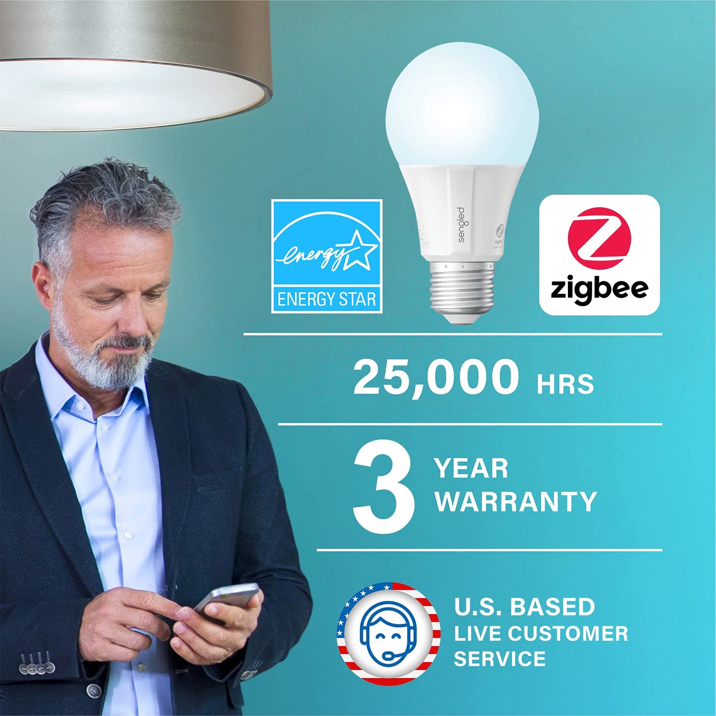 Sengled Zigbee Smart Light Bulbs, Voice Control, Daylight 60W Equivalent, 6 Count, Model E11-G14WA_4P