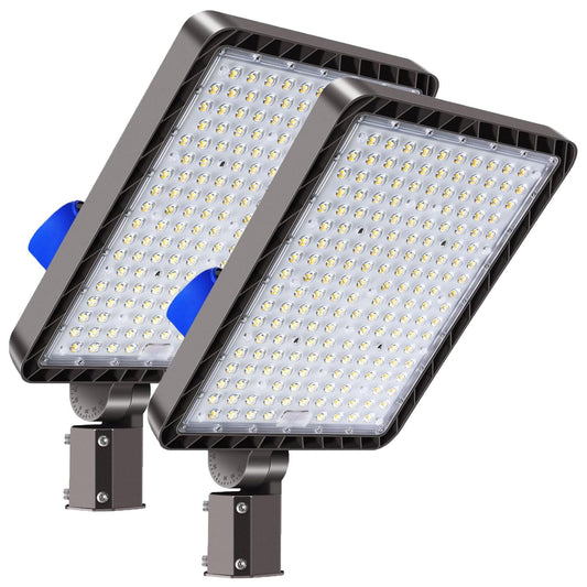 Juyace 480W Led Parking Lot Light Slip Fitter Mount Dusk To Dawn Outdoor Lighting Exterior Flood Commercial Outside Ip65 Waterproof 100-277V Security 2 Pack