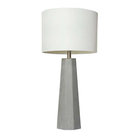 Elegant Designs Concrete Table Lamp, Fabric Shade, 14inL x 14inW x 30.5inH, White, Model LT3324-WHT