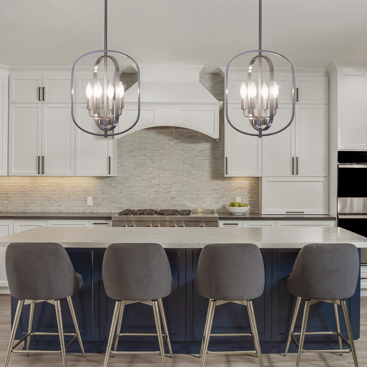 Nickel Chandelier Light  Modern Farmhouse Chandeliers For Dining Room Light Fixture  Adjustable Pendant Lights Kitchen Island Foyer Lighting Fixtures Rustic Kitchen Chandelier For Entryway Living Room
