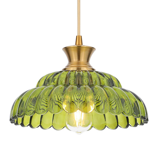 Mgcanyu Green Glass Pendant Lights  11.8 Vintage Lighting Glass Light Fixtures Brushed Gold Modern Glass Chandelier Hanging Ceiling For Kitchen Island Dining Room Restaurant Foyer Entryway