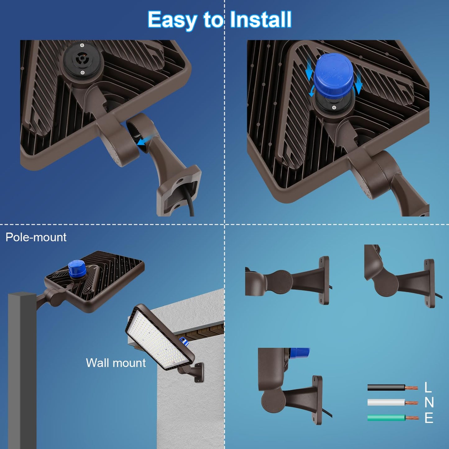 Ledmo 480W Led Parking Lot Light 5000K 72000Lm Super Bright Dusk To Dawn Outdoor Commercial Street Light Ip65 Exterior Security Large Area Flood Lighting With 180Adjustable Bracket