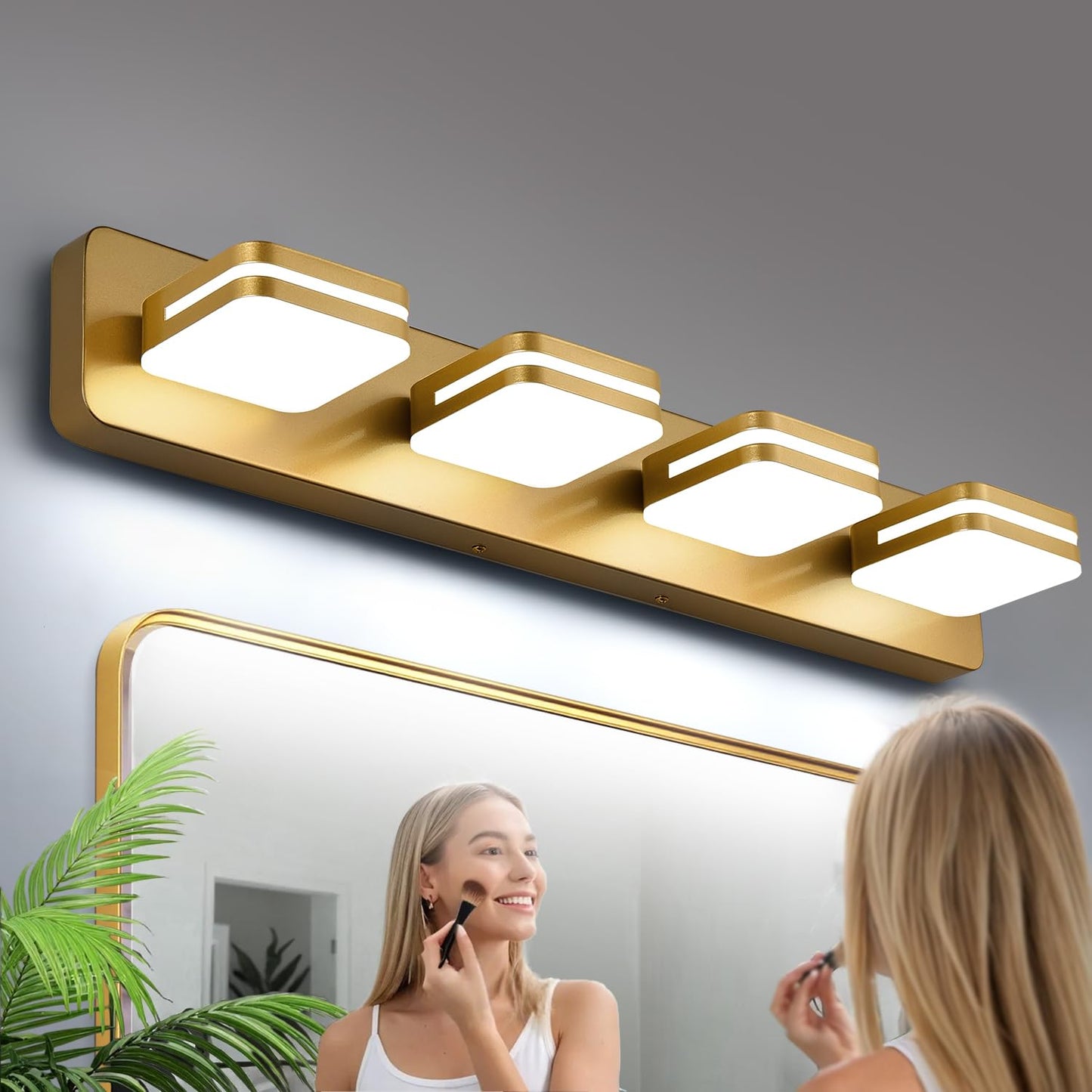 1600Lm Led Modern Bathroom Vanity Light Fixtures  360?Rotate Acrylic Gold Vanity Lights For Bathroom  Modern Wall Lighting Fixtures Over Mirror Kitchen Living Room (Natural White Light 5000K)