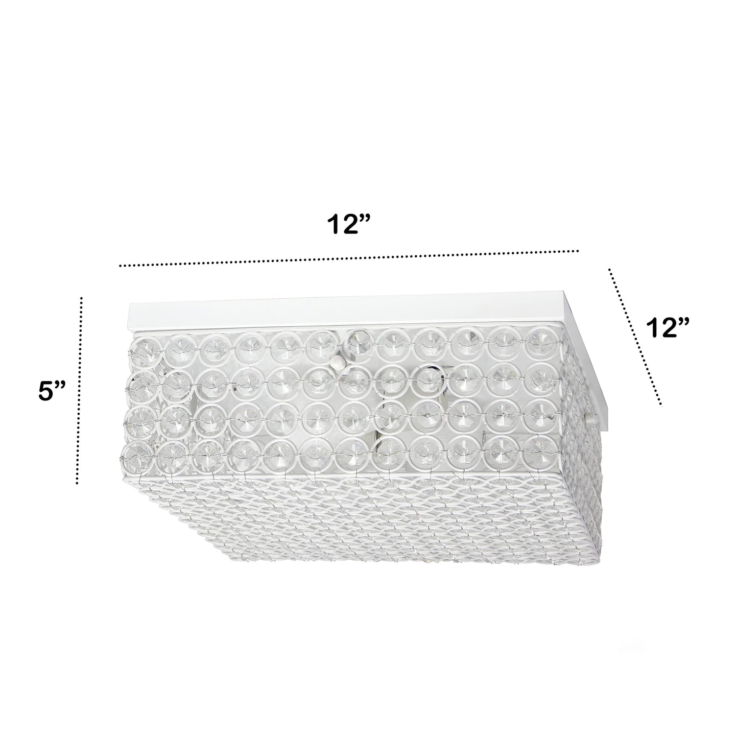 LALIA HOME 2-Light Flush Mount Ceiling Light, 12 Inch Square, Metal, White, Model LHM-2004-WH