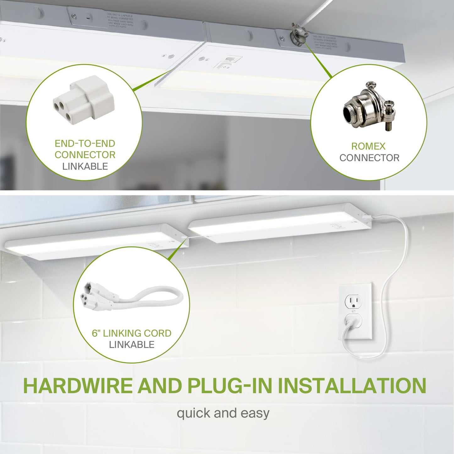 Asd Led Under Cabinet Lighting, 12 Inch, Dimmable, Hardwired/Plug-In, 3 Color Levels, 20-Pack, Energy Star, White