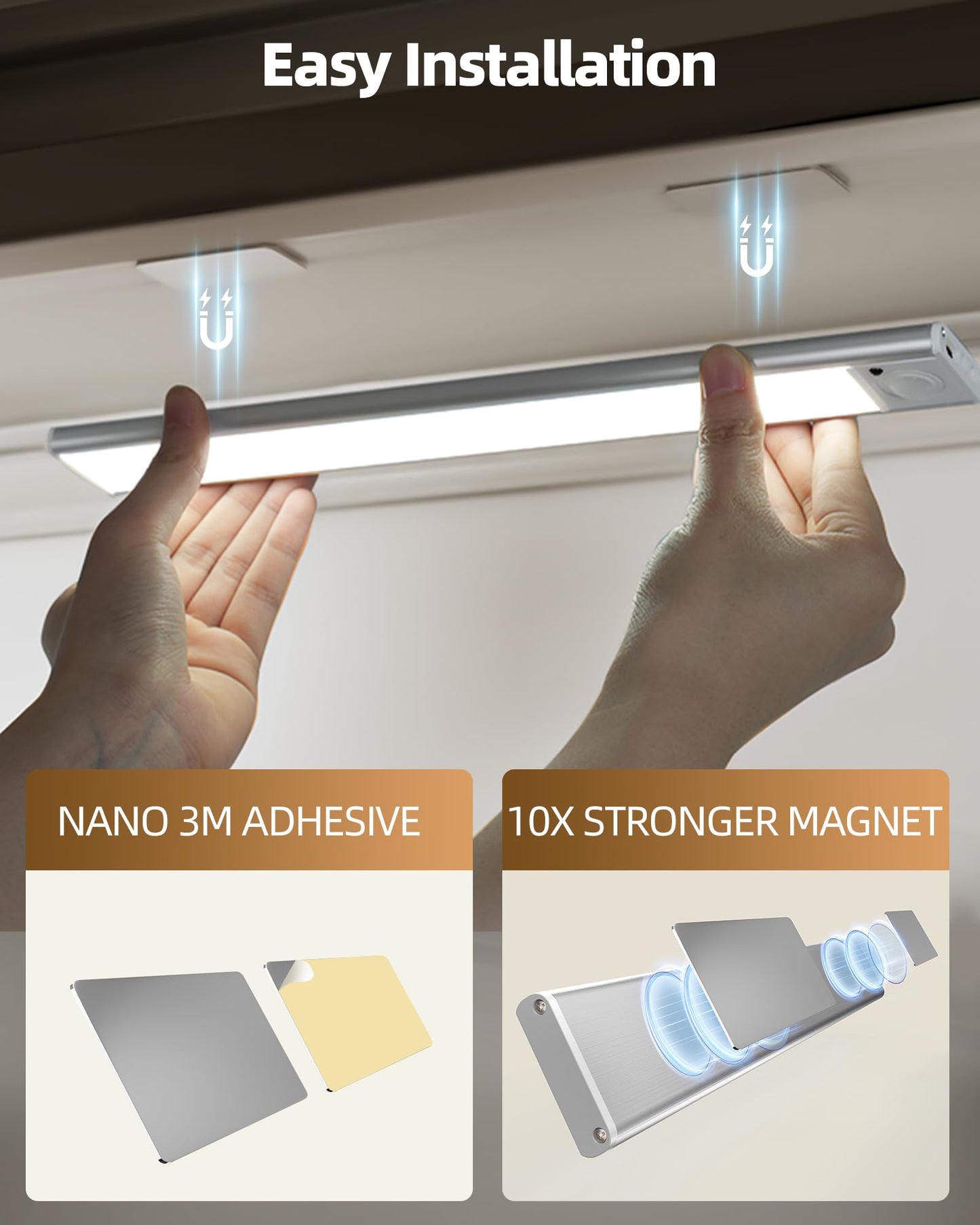 Ametheus 6Pack 16Inch Under Cabinet Lighting  Rechargeable Motion Sensor Light Wireless Indoor  Dimmable 3 Color Temps Closet Lights With Remote  Under Counter Led Lights For Kitchen  Stairs