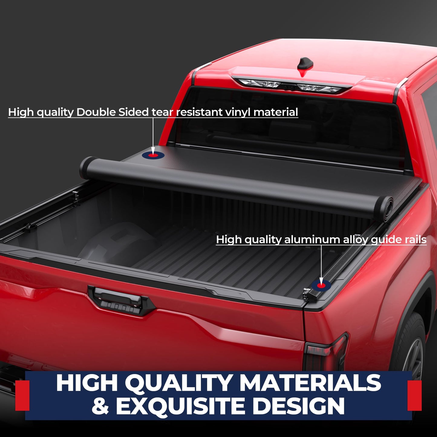 MOSTPLUS Roll-Up Soft Vinyl Truck Bed Tonneau Cover Compatible with 2007-2013 Toyota Tundra Fleetside w/Deckrail System 8 FT 97.6 inch On Top
