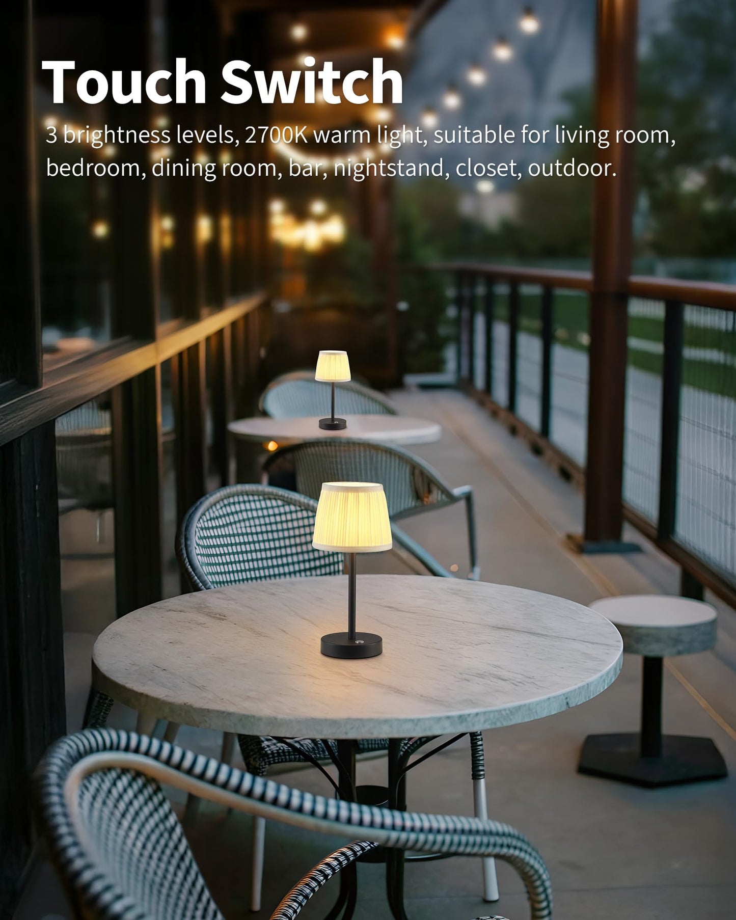 Pusu 2 Pack Cordless Led Black Table Lamps  Rechargeable 4000Mah 3 Way Dimmable Bedside Small Lamp With Fabric Shade  Lighting For Bedroom  Kids Room  Bathroom  Kitchen  Decor  Gift  Night Light
