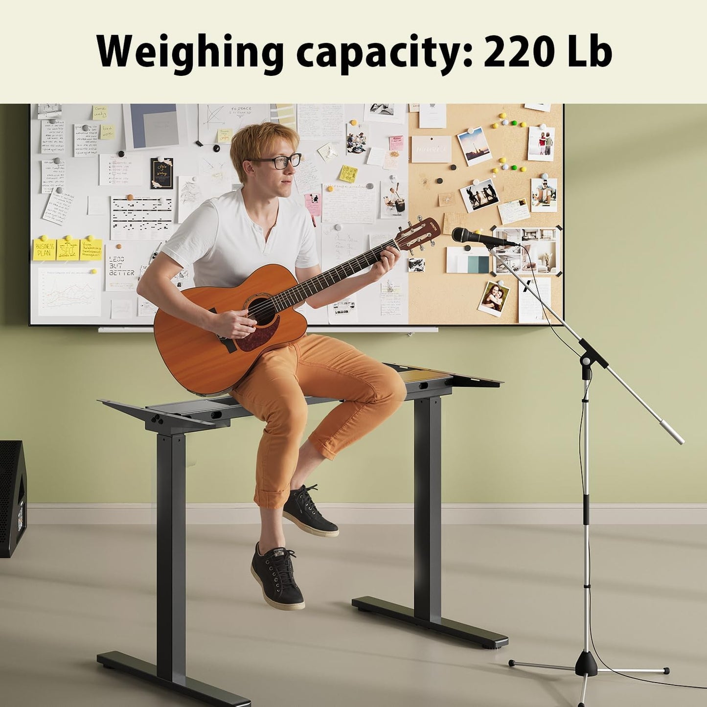 Gamork Dual Motor Electric Standing Desk Frame,Adjustable height and length,The maximum size it can accommodate is 63*28 inches for the tabletop,3 Preset Heights,Rated for 264 pounds of weight.Black