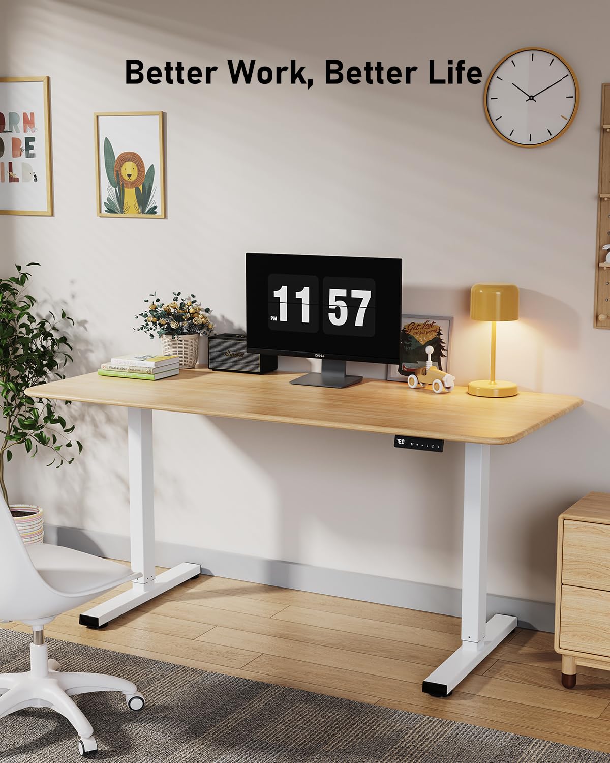Xyndyx 264 lbs Capacity Dual Motor Electric Standing Desk Frame, Height Adjustable Sit Stand up Desk Legs for 39.4” to 74.8” Desktop, Anti-Collision Function, Cable Tray, 2 Hooks, White Frame Only