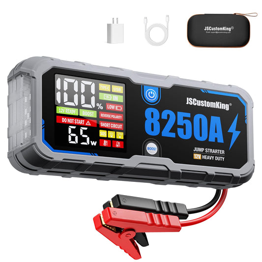 8250A Jump Starter Battery Jump Starter Battery Pack with PD-65W (for All Gas or 10.0+L Diesel), 12V Potable Car Jump Start with 4.01 inch HD Screen, 2 USB Power Bank 24-Months Stand-by Time