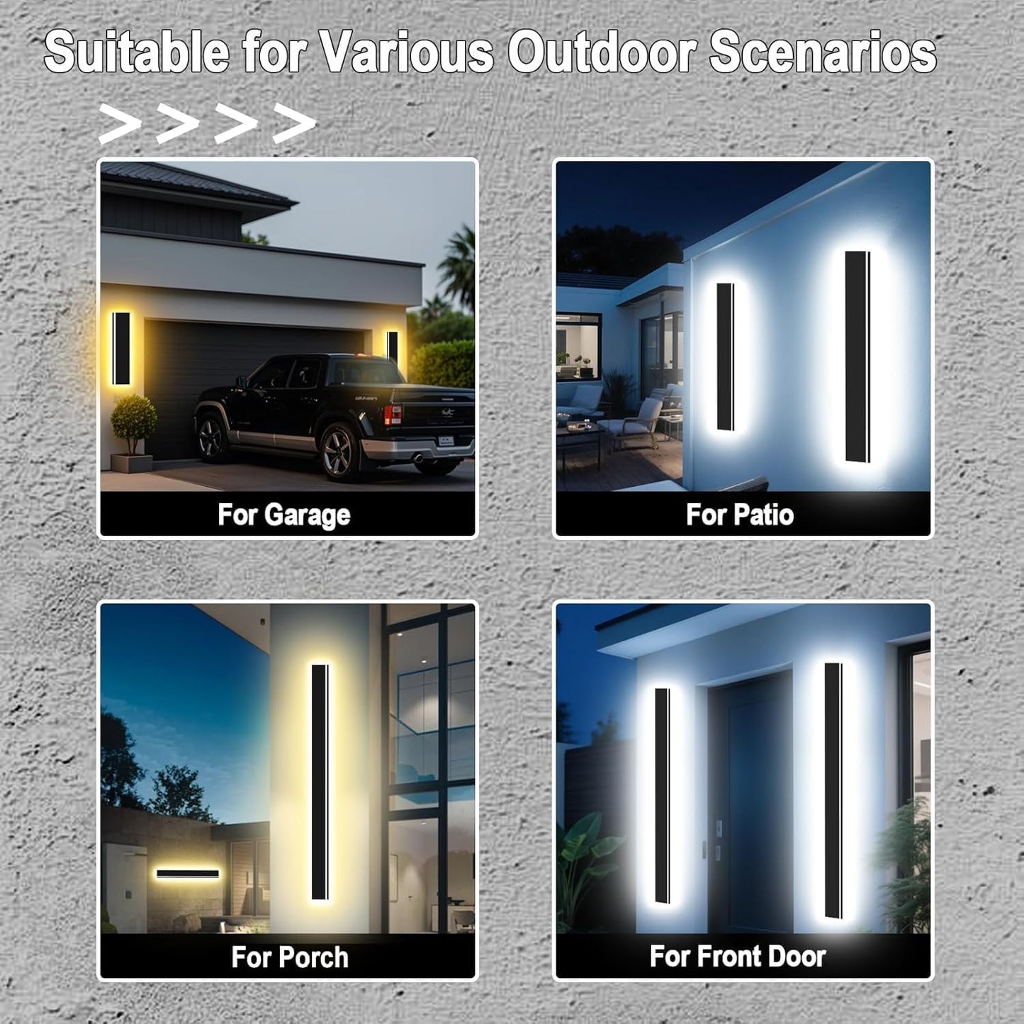 Picico 59In Modern Outdoor Lights 4.33 Inch Wide Ip65 Waterproof Long Exterior Light Fixtures Wall Mount Dimmable Linear Outdoor Led Wall Sconce Outside Lighting For Garage Front Door