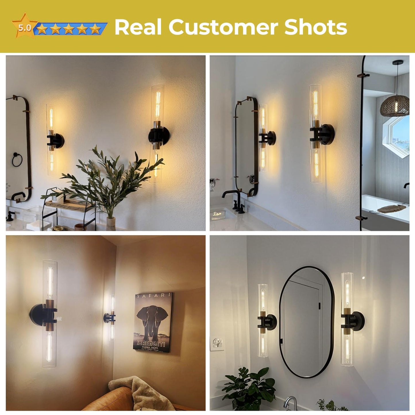Indoi Black And Gold Wall Sconce  Bathroom Sconces Wall Lighting With Clear Glass  Modern Sconces Wall Light Fixtures For Bathroom Mirror Living Room Hallway Bedroom